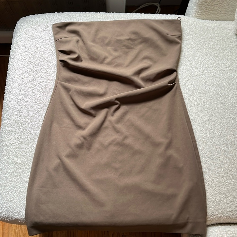 Zara Brown Strapless Dress